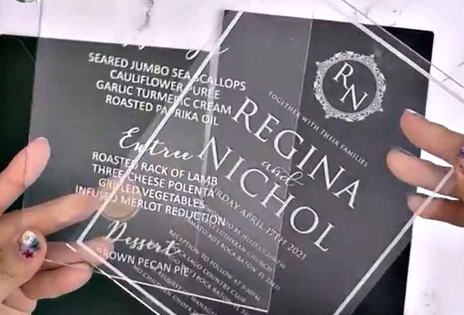 Monogram Clear Acylic Invitation